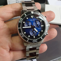 Montre de Plongée pour Homme Fashion Seastar, Chronographe à Quartz, Mouvement ETA, 45mm, Trois Cadrans, Date, Cadran Bleu, Acier Inoxydable T120