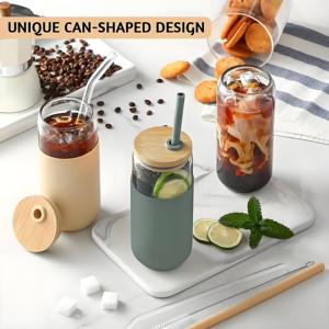 12oz 16oz 20oz 24oz Cola Drink Cup personalizzato logo tazza di vetro <span class=keywords><strong>con</strong></span> coperchio e paglia per la festa - Product Image 4