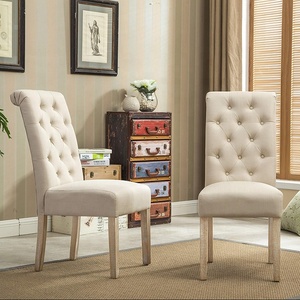 Chaises de salle à manger Parsons capitonnées en tissu textil royal brun, design moderne, pieds en bois massif, lot de 2 - Product Image 1