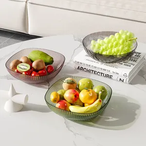 가정 장식 투명 플라스틱 트레이 테 투명 과일 트레이 음식 서빙 가정용 디저트 접시