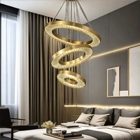 Lustre en cristal élégant et luxueux, lampe suspendue ronde postmoderne pour chambre à coucher, restaurant et salle d'exposition de villa