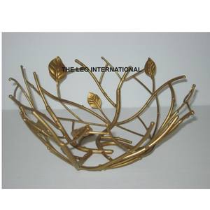 ชามตกแต่งบ้านดีไซน์รูปใบไม้ทำจากทองเหลืองโบราณทรงกลมทำจากทองเหลืองโบราณสไตล์แฟนซี - Product Image 1