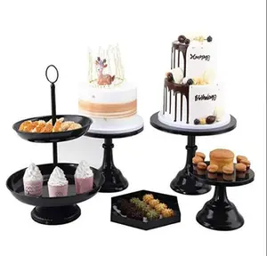 Ensemble de 6 plateaux à gâteaux de noël personnalisés, Table à Dessert anniversaire en métal doré, 3 niveaux de support à gâteaux de mariage