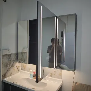 Toilet Aluminium Frame Smart Mirror Cabinet Touch Screen Storage Mirror Cabinet For Bathroom Bedroom