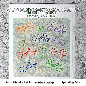 <b>Sew</b>-<b>On</b> Embroidered Felt PVC Glitter Edge Macaroon Colors Christmas Fireworks <b>Patch</b> for Hats Hoodies Decoration - Product Image 2