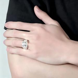 Anel Masculino Imponente de Prata 925 com 3 Quilates de Pedras Completas, Pedra Incrustada em Sarja e Pedra Mosang, Sucesso de Vendas TikTok, Direto da Fábrica - Product Image 4