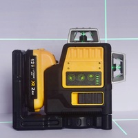 Niveau laser industriel de haute qualité à 12 lignes, lumière verte horizontale, extérieur, 3 côtés * 360 degrés verticaux, batterie au lithium 12V