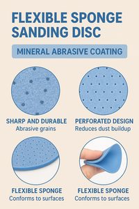 33544 Disques abrasifs flexibles en mousse 6 pouces, blocs de ponçage, éponge de ponçage bleue, grain 3000 4000 5000, éponge de ponçage humide pour automobile - Product Image 4