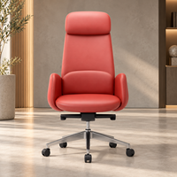 Chaise de bureau en cuir de luxe avec base en alliage d'aluminium pour espace de travail moderne de cadre et mobilier de sièges professionnels haut de gamme