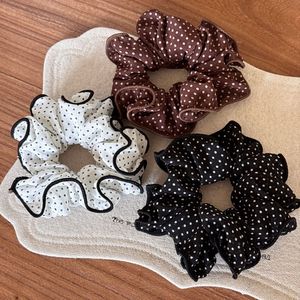Chouchou coréen à pois et motifs floraux, élégant, très élastique, accessoire capillaire de luxe <span class=keywords><strong>pour</strong></span> <span class=keywords><strong>chignon</strong></span> - Product Image 2