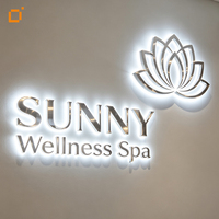 Enseigne lumineuse 3D personnalisée en acier inoxydable avec rétroéclairage LED, effet halo, pour devanture de magasin, logo de boutique, enseigne de bureau