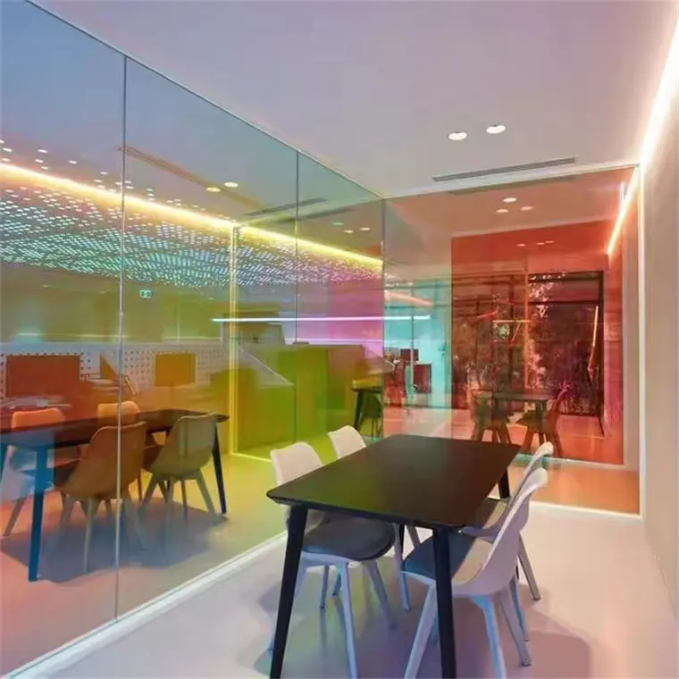 Oem Odm Interior Decorative Colored Laminated Fluted Gradient Glass For Partition Wall Building Laminated Glass