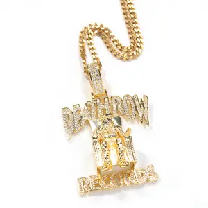 Stainless Steel 18k Gold Jewelry Manufacture Hip Hop Death Deathrow Records Pendants Charms Death Row Pendant Chain Necklace