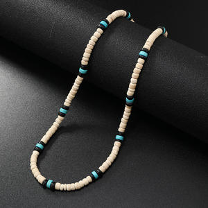 <span class=keywords><strong>Collier</strong></span> en perles turquoise de coquillage de noix de coco vintage pour femmes hommes Simple <span class=keywords><strong>Surf</strong></span> Resort clavicule chaîne géométrique bijoux accessoires - Product Image 4