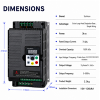 Convertisseur de fréquence et contrôleur de vitesse de moteur VFD 290-3G2 220V monophasé 3000W FVC