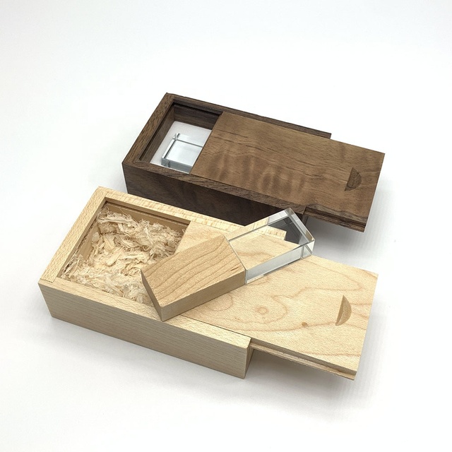 Personalization Wood Crystal Usb Flash Drive Wooden with Box Pendrive 3.1 3.0 2GB 4GB 8GB Wedding Anniversary Business Gifts