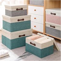 Boîte de rangement rectangulaire pliable avec couvercle, empilable, pour vêtements et jouets, pour la maison, la garde-robe, la chambre, le placard - Grande capacité, durable