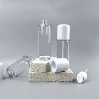 Flacon pompe à pression pour cosmétiques en plastique PET transparent à paroi épaisse, 95 ml, 115 ml, 140 ml, épaule plate, base ronde