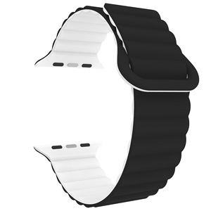 Bracelet en silicone magnétique bicolore pour <span class=keywords><strong>Apple</strong></span> <span class=keywords><strong>Watch</strong></span> Ultra 9/8/<span class=keywords><strong>7</strong></span>/SE, bracelet boucle 38-42 <span class=keywords><strong>mm</strong></span>, noir blanc étoile filante orange bleu vert - Product Image 6