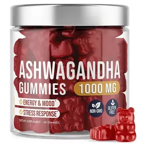 Suplemen Label pribadi rasa beruang vitamin antioksidan Ashwagandha Gummies dengan akar Maca