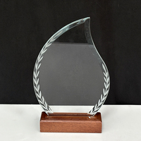 Trophée en cristal tranchant vierge avec MH-NJ0141 de base en bois