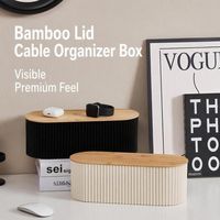 Boîte de rangement pour câbles avec couvercle en bambou, boîte de gestion des câbles pour bureau, rangement des fils, dissimulateur de câbles, organisateur de multiprises