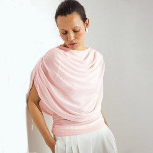 Women's Cape Style Loose Top Solid Color Irregular Folds Polyester <b>Wedding</b> <b>Jacket</b> <b>Wrap</b> - Product Image 4