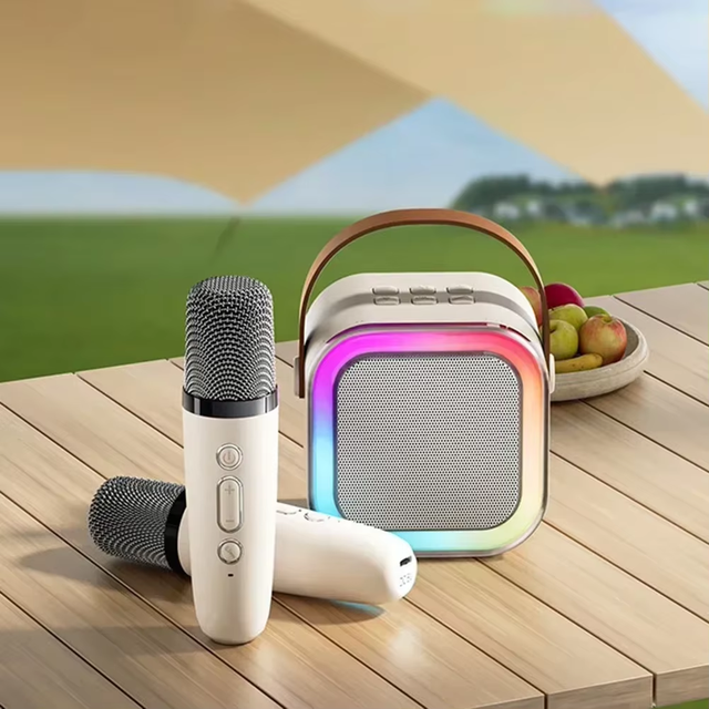 Kids Gift K12 Mini Karaoke Machine Portable Speaker System with 2 Microphone Mics for Birthday New Year Home Party