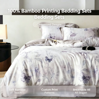 Ensemble de literie King Size 100% bambou tissé, imprimé motif végétal, biologique, écologique, rafraîchissant, moderne, 300 fils, toutes saisons