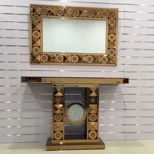 Современный Стеклянный декоративный шкаф для прихожей в гостиную, зеркало, Алмазный стол для прихожей и приставки