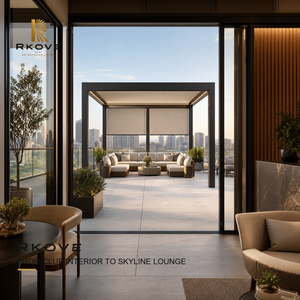 Pérgola Bioclimática Moderna RKOVE RK-S2 de Aluminio, con Techo de Láminas Motorizadas, Pantallas ZIP y LED, para Terrazas de Clubes - Product Image 5