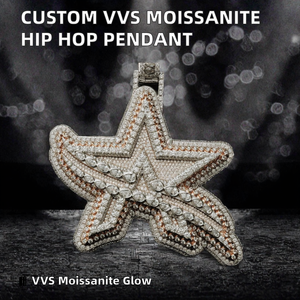 จี้รูปดาวประดับเพชรโมอิสซาไนต์สี D ระดับ VVS ชุบทองบนเงินแท้ 92.5% ดีไซน์หรูหราสไตล์ฮิปฮอป สำหรับทั้งชายและหญิง ผ่านการทดสอบคุณภาพ - Product Image 2
