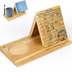 Wooden Triangular <b>Bookmark</b> Holder 25cm x 14cm Phone Stand Bookshelf Desk Organizer Home Office Decorative Tray - Product Image 5