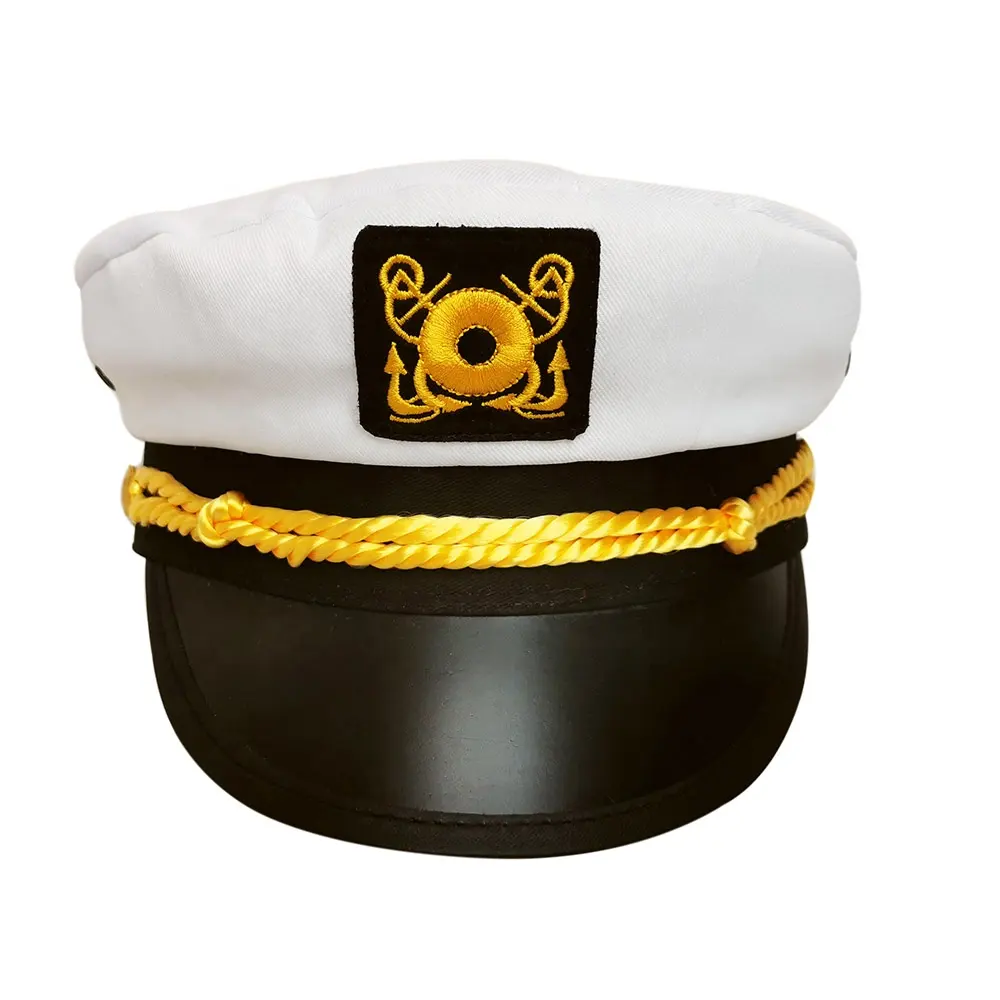 Üreticileri uzun vadeli toptan satış klasik beyaz kaptan şapka yat lacivert şapka