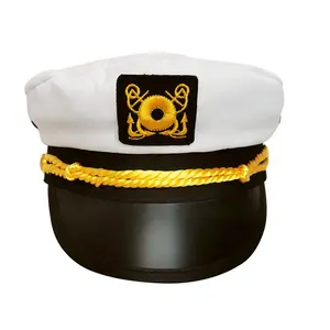 Chapeau de capitaine en plastique, vente en gros sur long terme de chapeau blanc classique de captain, yacht de la marine