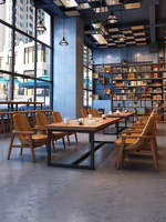 Table à manger longue en bois sur mesure, avec structure métallique, écologique, pour plusieurs personnes, idéale pour restaurants, villas et salles de réunion