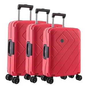 Set di valigie personalizzate in PP da 3 pezzi Trolley da viaggio e da lavoro 20 24 28 pollici bagaglio a rotelle alla moda