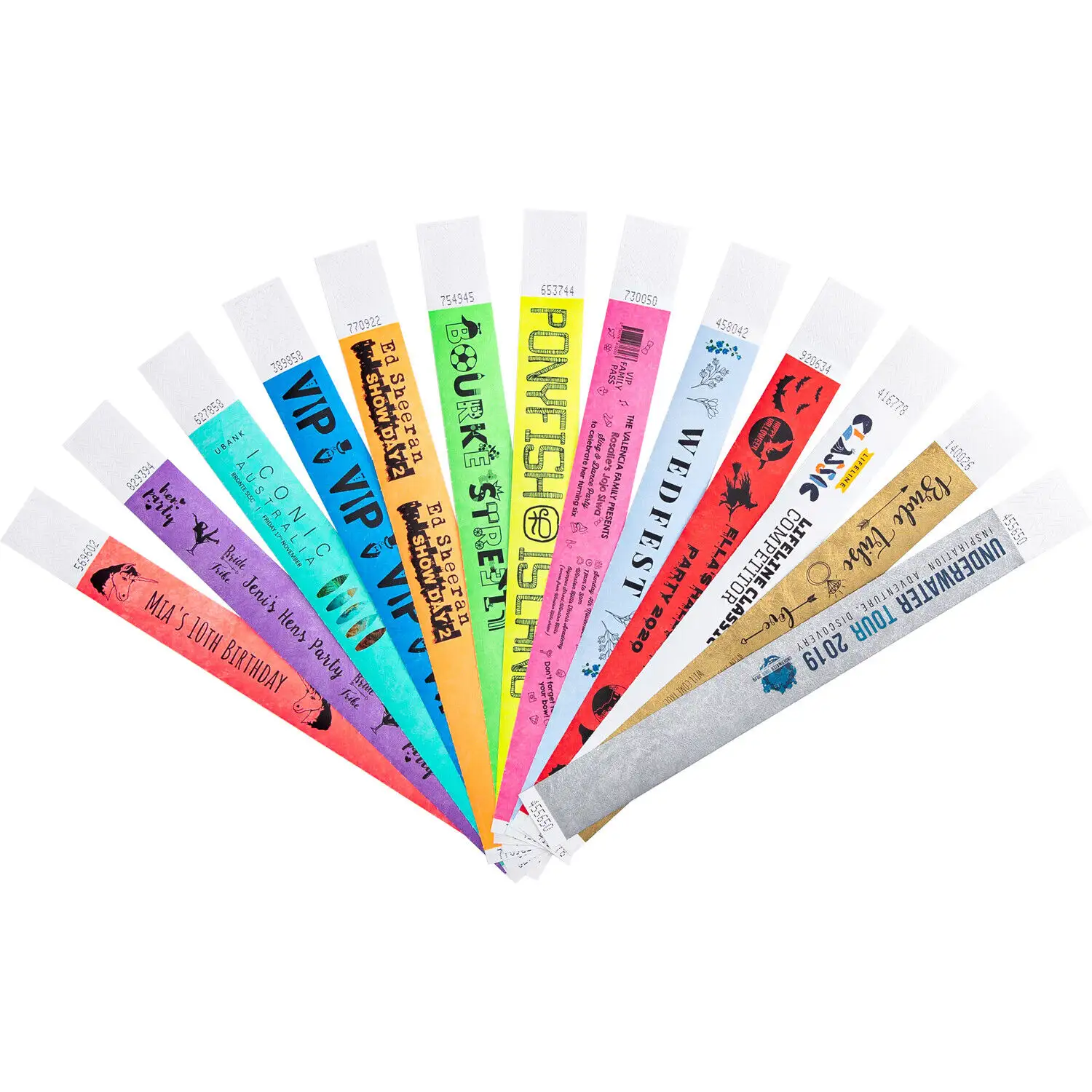 Tyvek-pulsera de papel impermeable para eventos, con impresión de Tickets, con logotipo personalizado, desechable
