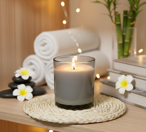 Bougie en cire de soja parfumée artisanale, minimaliste et moderne, dans un bocal cylindrique en verre transparent 7x5cm, écologique, décoration d'intérieur et cadeau de relaxation - Product Image 3
