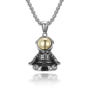 Astronaut Necklace <b>Titanium</b> Steel Meditation Pendant Cartoon Design Unisex Fashion Jewelry - Product Image 1