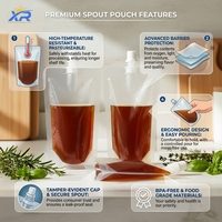 Pochettes souples transparentes personnalisées multi-tailles en plastique réutilisables avec bec verseur pour gelée, jus, liqueur, eau et autres boissons