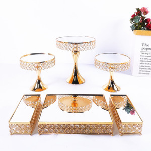 Décoration de mariage Or Argent Fer Cristal Écologique Décoration de table de mariage d'anniversaire Ensemble de présentoir à gâteaux - Product Image 4