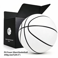 Ballon de basketball silencieux pour entraînement en salle, 340g, taille 7 (29,5 po), en mousse PU rainurée, toucher doux, rebond silencieux, haute élasticité