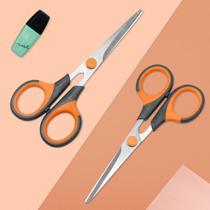 Stainless Steel Scissors Orange Gray Straight Head 2cr13 Material For Home Office Paper Cutting Crafts Bulk Size - Product Image 2