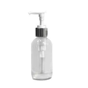 Botol bulat kaca boston 100ml 4oz untuk sampo Losion botol deterjen sabun tangan sabun mandi