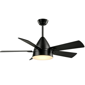 Ventilador de Techo Contemporáneo de Cinco Aspas Curvas con Acabado de Madera Contrachapada y Luz LED Integrada para Habitaciones y Salones de Hotel - Product Image 3