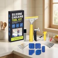 Kit de 23 outils de calfeutrage professionnels en acier inoxydable, grattoir, dissolvant de silicone et outils de finition, ensemble robuste pour salle de bain et cuisine