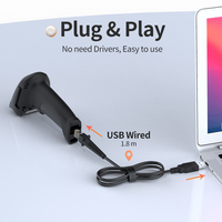 Escáner de Código de Barras con Cable Xincode, Lector de Códigos de Barras Láser 1D, Interfaz USB, Pistola de Escaneo para Gestión de Inventario de Almacén X-580X