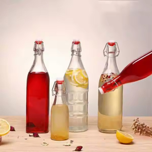 <span class=keywords><strong>Bouteille</strong></span> en verre scellée ronde transparente de haute qualité 250ml 500ml 750ml bouteilles de brassage de bière en verre à dessus pivotant avec rabat - Product Image 4