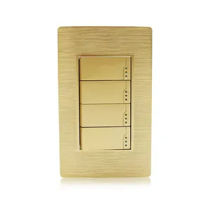 4 Gang 1way/2way 110V 220V 250V Household Hotel Decor Gold Plate 118mm*72mm Wall Mount Light Switch for Home